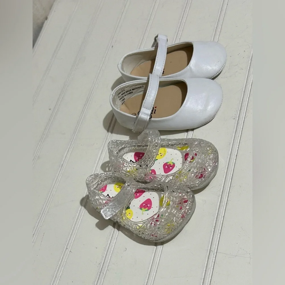 Baby Girl Shoes Size 2 White and Glitter Kids Set Spring Summer Casual Play Cute